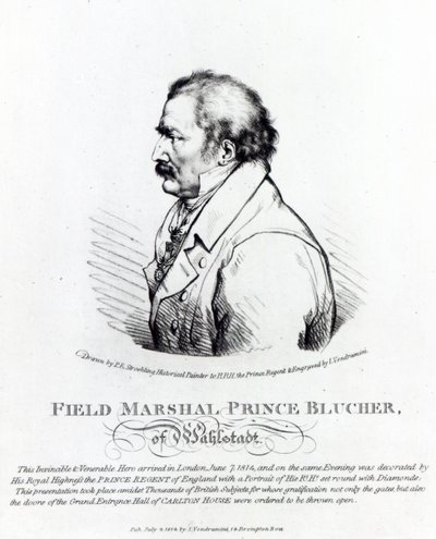 Field Marshal Prince Blucher of Wahlstadt, engraved by J. Vendramini, 1814 by Peter Eduard Stroehling